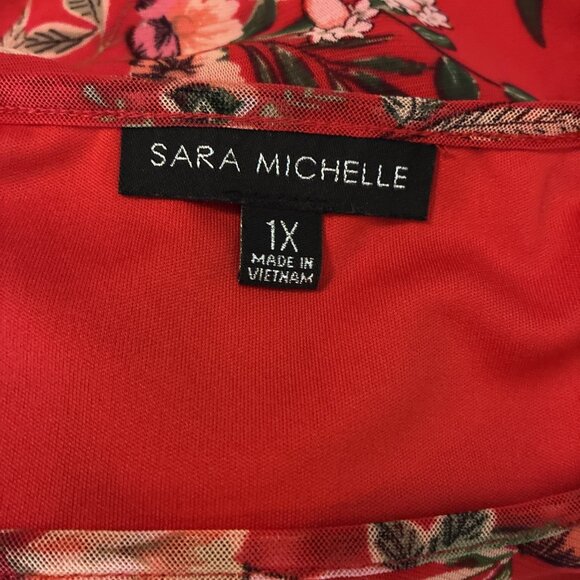 Sara Michelle Womens Floral Tunic Top Three Quarter Sleeve Plus Size 1X - Picture 7 of 9